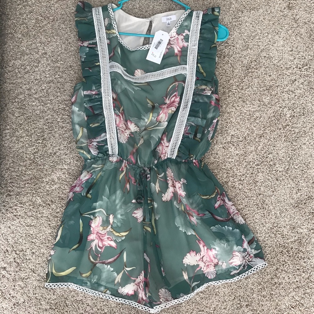 Lucca- Kassie Ruffle Drawstring Romper - Picture 3 of 4